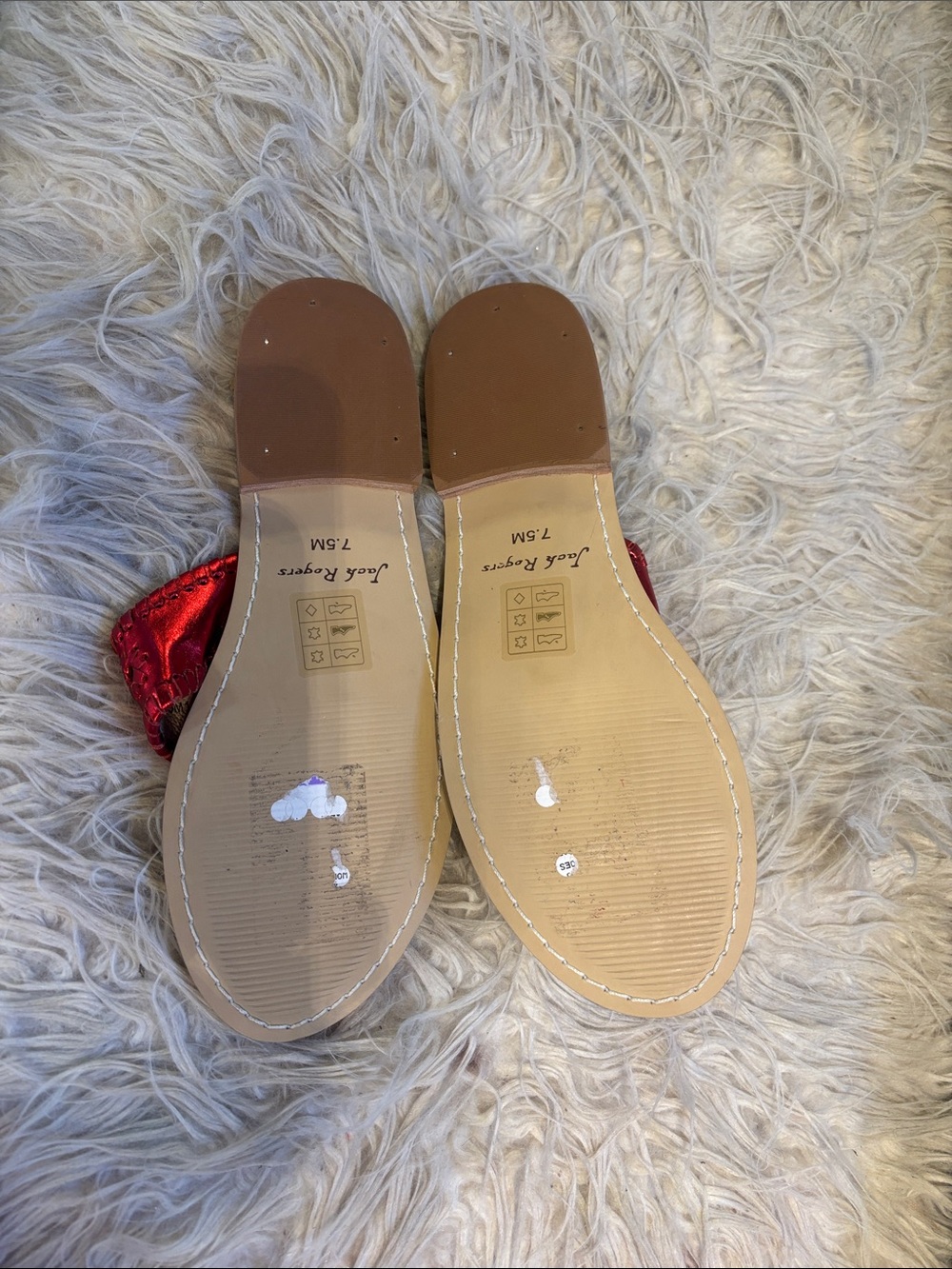 Jack Rogers Red Metallic Leather Miller Sandals - Picture 2 of 3